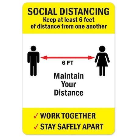 Signmission PSA, Social Distancing Keep At Least 6 Feet Of Distance, 24in X 36in Decal, OS-NS-D-2436-25495 OS-NS-D-2436-25495